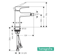 MEDIDAS MONOMANDO BIDE METROPOL LOOP HANSGROHE